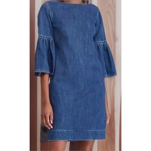 Lauren Ralph Lauren Dresses & Skirts - Lauren RALPH LAUREN‎ Blue Jean Dress Denim Bell Sleeve Shift Dress Sz 4